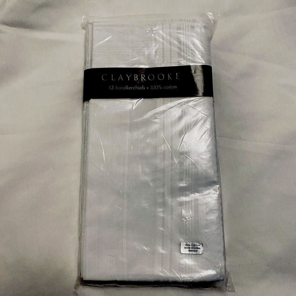 Claybrooke White Cotton New Handkerchiefs